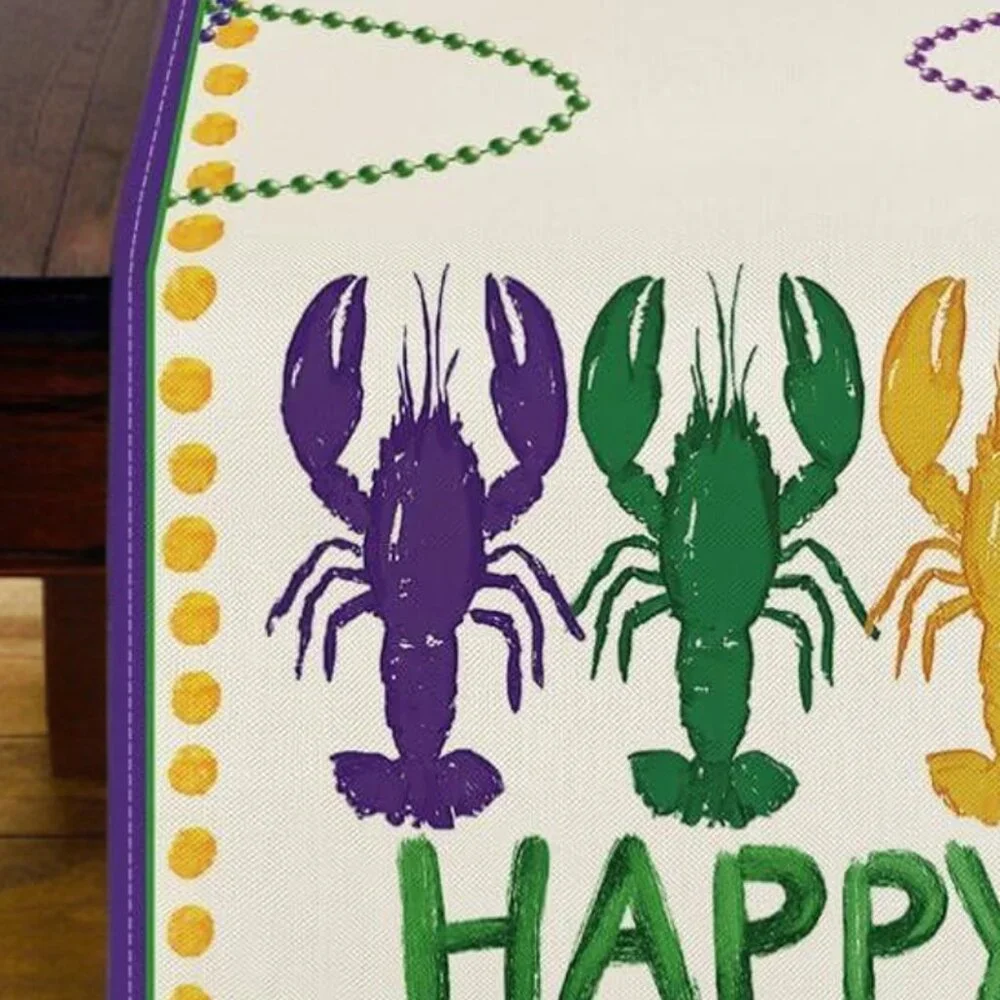 Mardi Gras Table Runner Crawfish Decor Cottage Dining Long Decorative Cloth 108